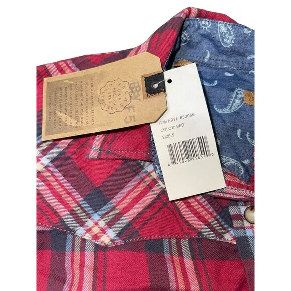 JACHS GIRLFRIEND Women's Size Small Red Flannel Shirt 100% Cotton Pearl Snap - Picture 11 of 13